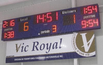 Tableau de pointage de hockey 4707 (18' x 4') - Centre Sanimarc - Victoriaville, Qc