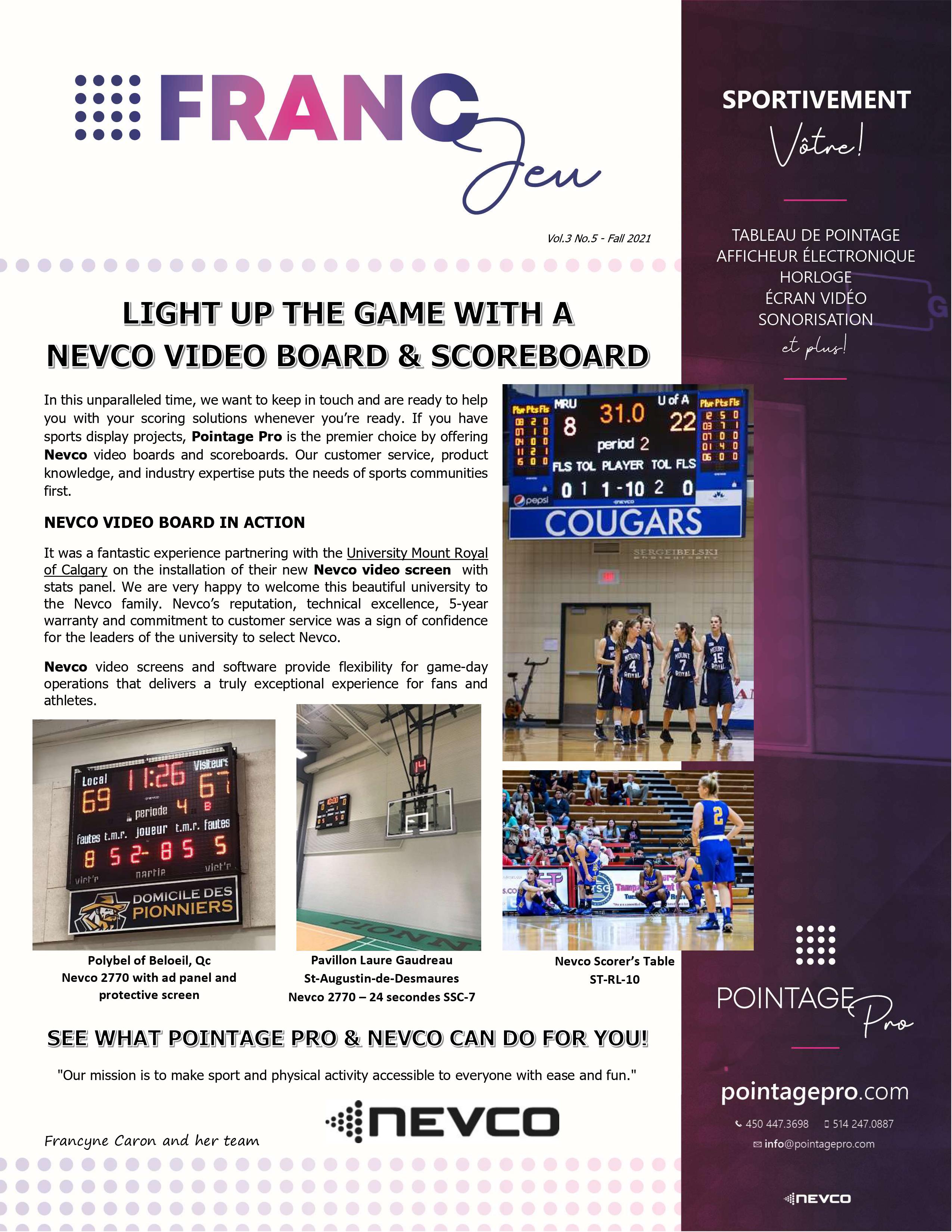 Basketball Scoreboard and Video Display Nevco
